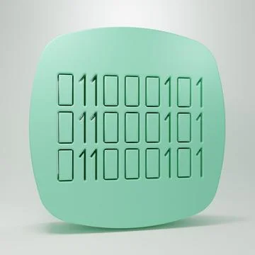 Green Binary code icon isolated on grey background. Minimalism concept. 3D .. Illustrazione stock