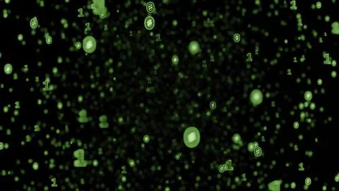 Green binary code numbers floating in cyberspace Stock Illustration