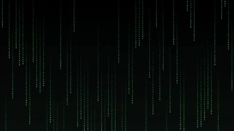 Green Binary Code Rain Falling on Black Background Matrix Data Stream Loop Stock Footage 346032590