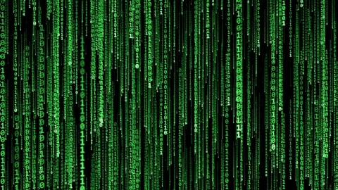 Green Binary Code Rain Falling Down Matrix Data Stream 4K Loop Stock Footage 346032969