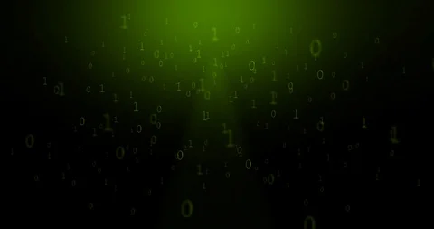 Green Binary code scrolling through digital landscape Stock Footage 114997171
