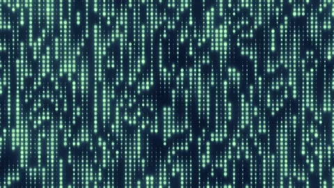Green binary code streams down a dark background, creating a seamless loop 库存影片 347885155