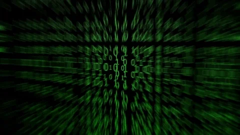 Green Binary Codes, moving in a loop and blurred (3d rendering) Stock Footage 84642040