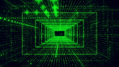 Green Binary Data Tunnel Stock Footage 228069493