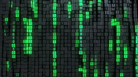 Green binary digital computer code seamless loop 3D render animation Stock Footage 115332019
