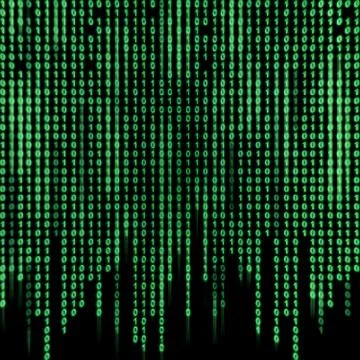 Green binary stream on the screen イラスト素材