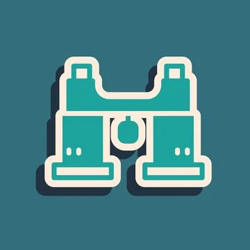 Green Binoculars icon isolated on green background. Find software sign. Spy.. Stock Illustration