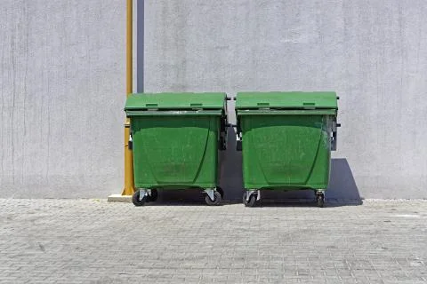 Green bins containers Stock Photos