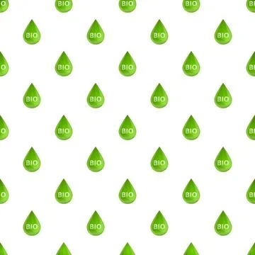 Green bio drops creating a seamless pattern Illustrazione stock