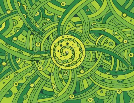 Green bio pattern in hand drawn style Stock Illustration