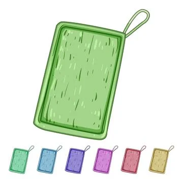 Green biodegradable kitchen sponge cartoon vector graphic Stock Illustration