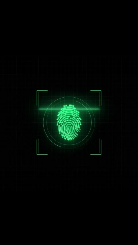 Green Biometric Fingerprint Security Scanner Interface Stock Footage 341371089