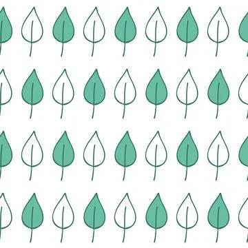 Green birch leaf seamless pattern on white falling leaves Illustrazione stock