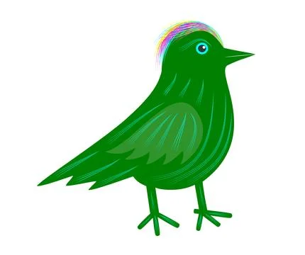 A green bird with a multi-colored crest Stock Illustration