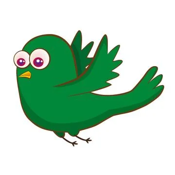 Green bird on a white background. Stock Illustration