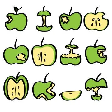Green bitten apple Stock Illustration