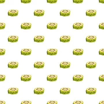 Green bitter melon slices arranged in a repeating pattern イラスト素材
