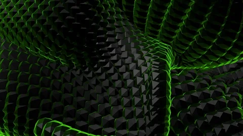 Green Black abstract waves background Stock Footage 109184966