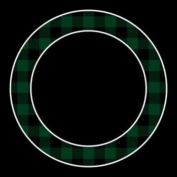 Green Black Gingham Buffalo pattern round frame. Stock Illustration