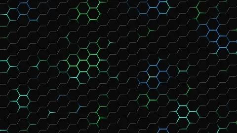 Green black honeycomb texture. hexagons. cyber, techno background animation Stock Footage 277938592