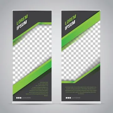 Green Black Roll Up Banner Template Mock Up Stock Illustration