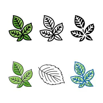 Green blackberry leaf color multistyle icon vector Stock Illustration