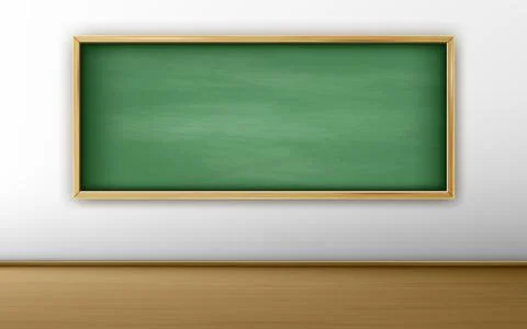 Green blackboard, chalkboard in empty classroom 스톡 일러스트