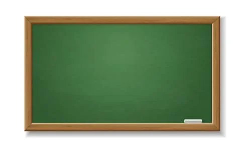 Green blackboard. Empty realistic old chalkboard with wooden frame isolated 스톡 일러스트