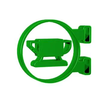 Green Blacksmith anvil tool icon isolated on transparent background. Metal Stock Illustration