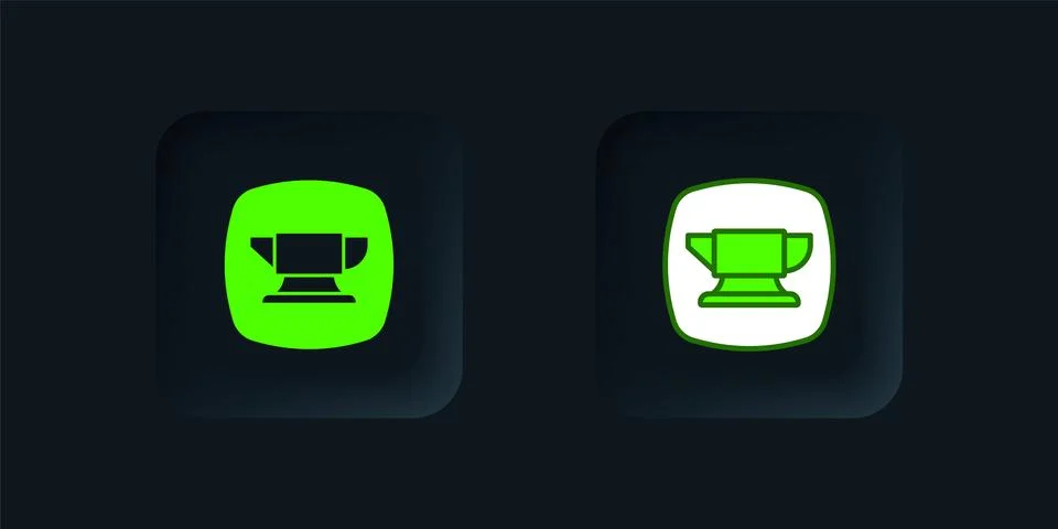 Green Blacksmith anvil tool icon isolated on black background. Metal forgin.. Stock Illustration