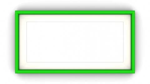 Green blank frame on white background. 3d rendering Illustrazione stock