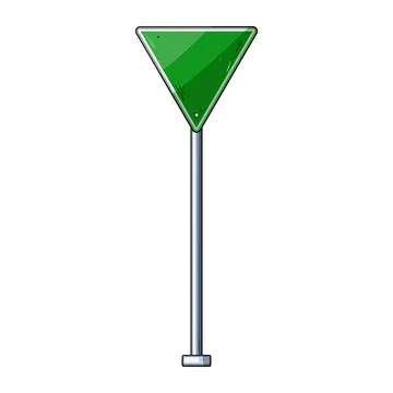 Green blank inverted triangle road sign Stock Illustration