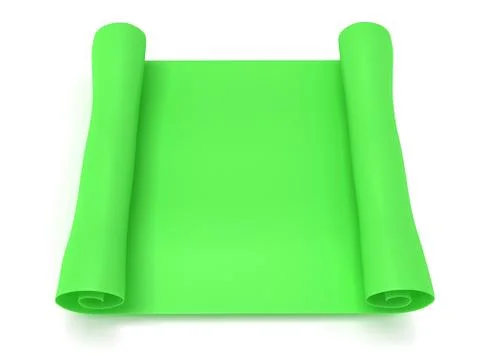 Green blank scroll paper. Manuscript. 3d render Stock Illustration