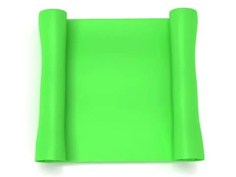 Green blank scroll paper. Manuscript. 3d render Stock Illustration