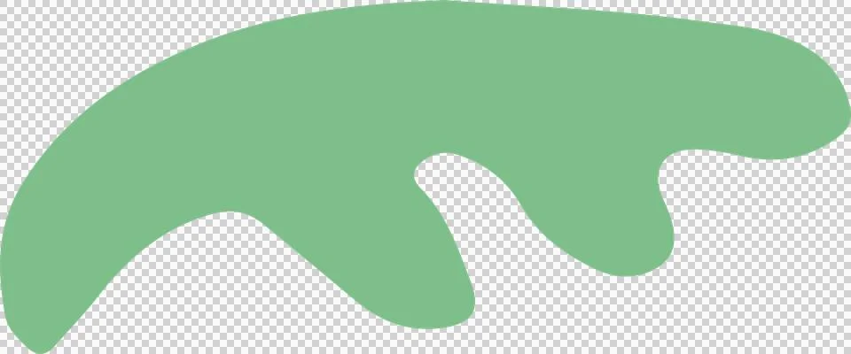 Green blob is floating in flat vector with rounded protrusions, transparent Stock Illustration