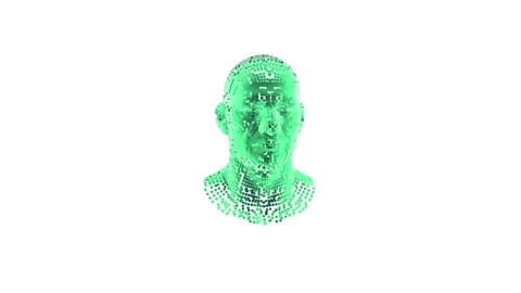 Green block particles forming human head, illustrating Artificial Intelligence,  Video stock 326624010