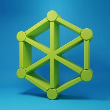 Green Blockchain technology icon isolated on blue background. Cryptocurrenc.. Stock Illustration