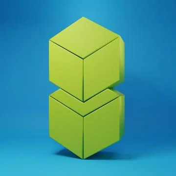 Green Blockchain technology icon isolated on blue background. Cryptocurrenc.. イラスト素材