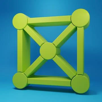 Green Blockchain technology icon isolated on blue background. Cryptocurrenc.. Stock-Illustration
