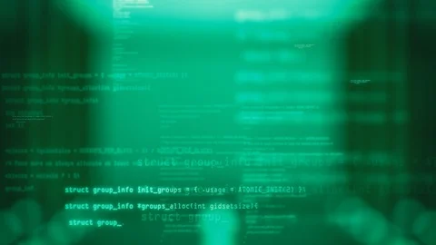 Green Blocks of abstract program code are written and moved on defocused Vídeos de archivo 126014425