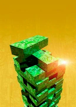 Green blocks with circuit boards Illustrazione stock