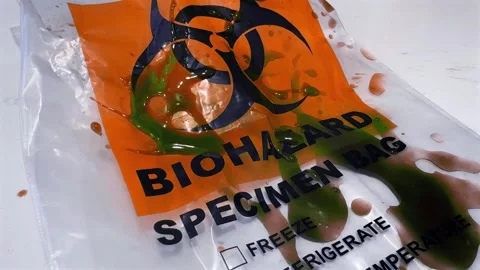 Green Blood Covered Biohazard Specimen - Stable Shot Stock Footage 301337480