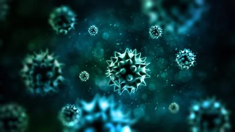 Green-blue bacteria 3D rendering background. 3D illustration Stock Illustration