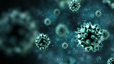 Green-blue bacteria 3D rendering background. 3D illustration Stock Illustration