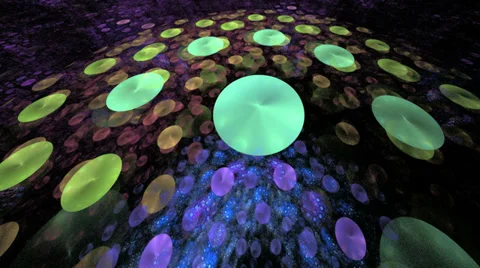 Green Blue Discs Rotating on Black Stock Footage 32452093