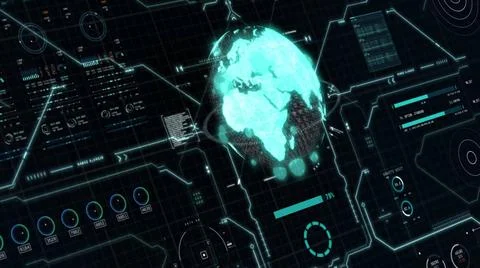 Green blue earth user interface head up display with HUD element and white... 스톡 사진
