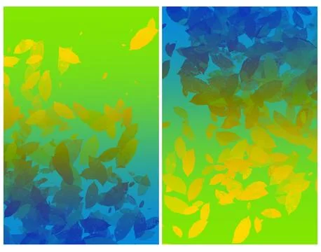 Green Blue Falling Leaf Gradient Diptych Background Stock Illustration