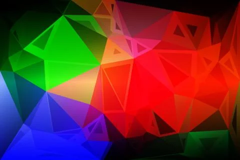 Green blue orange red random sizes low poly background Illustrazione stock