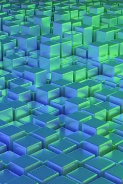 Green an blue quadrangular prisms. Abstract background. 3d illustration. 스톡 사진