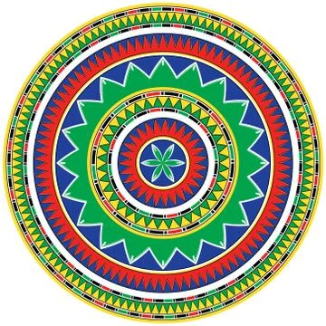 Green Blue Red Egypt Circle Ornament. National Culture Decorative Ring Artwor Stock Illustration